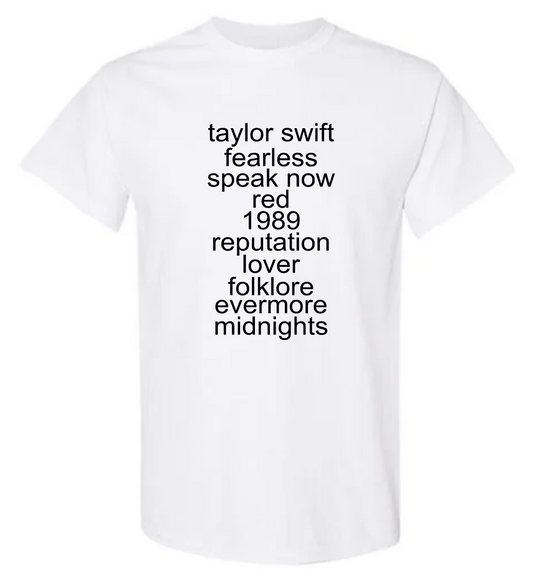 Taylor Swift Album List T-Shirt