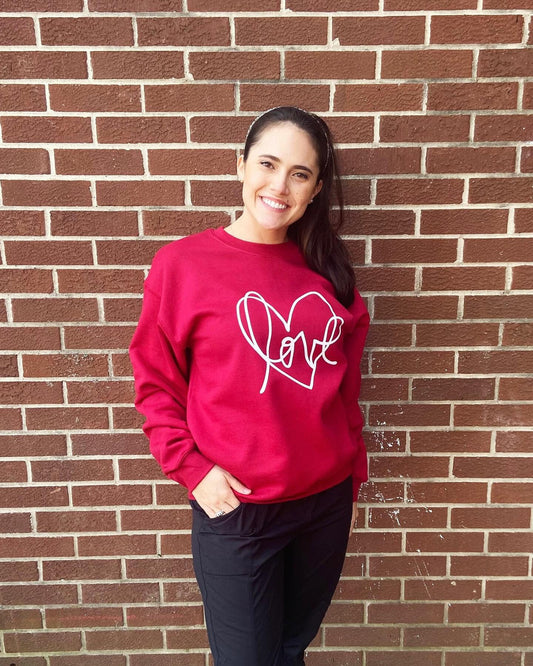 Love Heart Sweatshirt, Heart Crew Neck, Valentine's Day