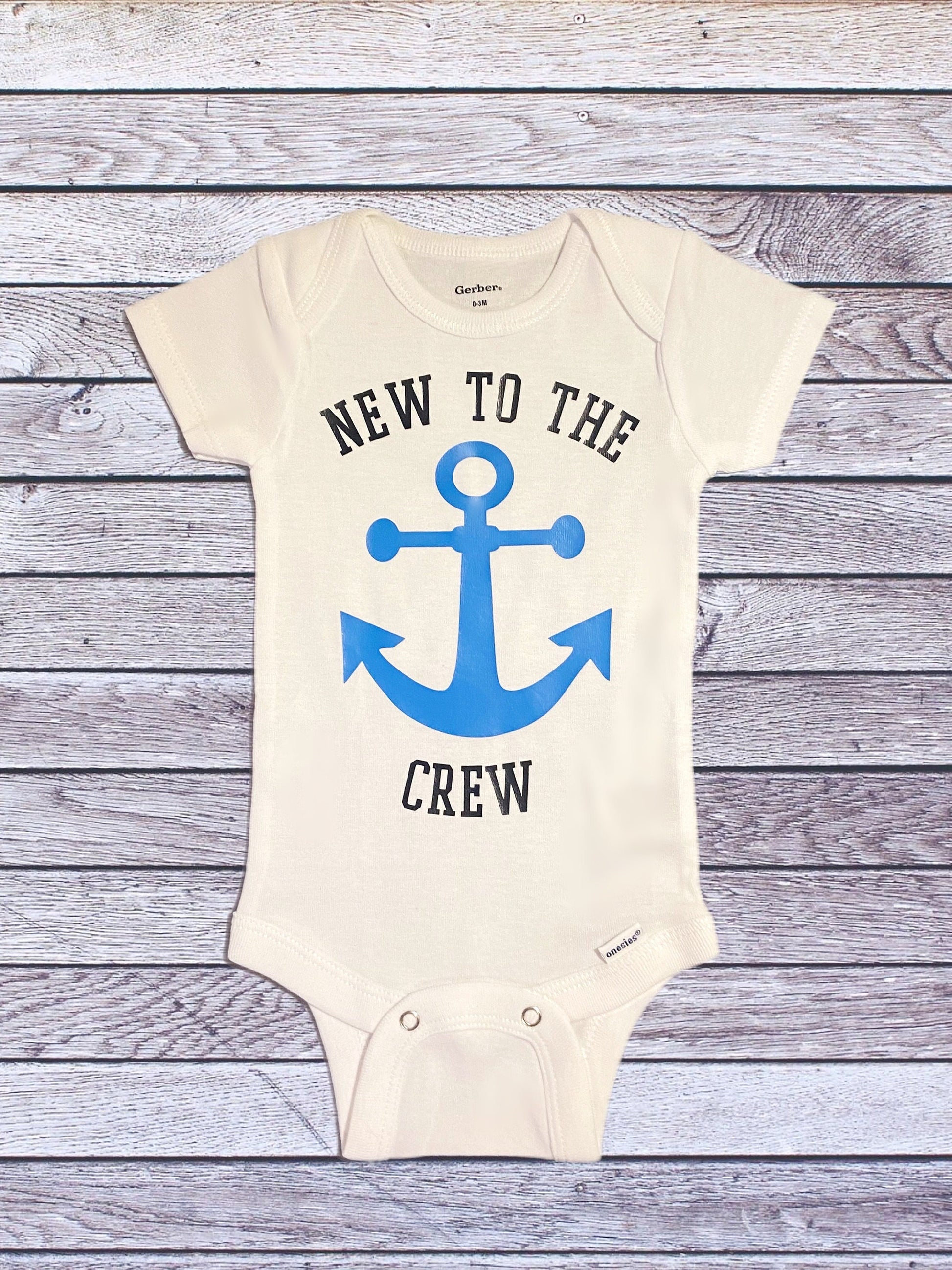 New To The Crew Anchor Baby Onesie, Boating, Ocean, Seaside Baby Gift