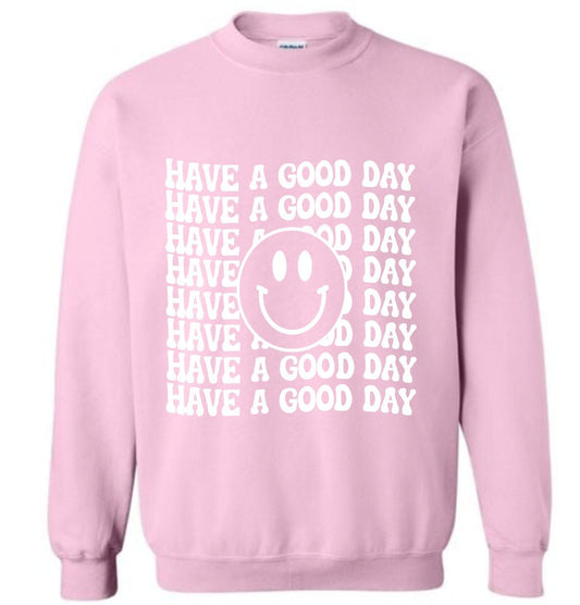 Have A Good Day, wavy smiley face crewneck sweatshirt :)