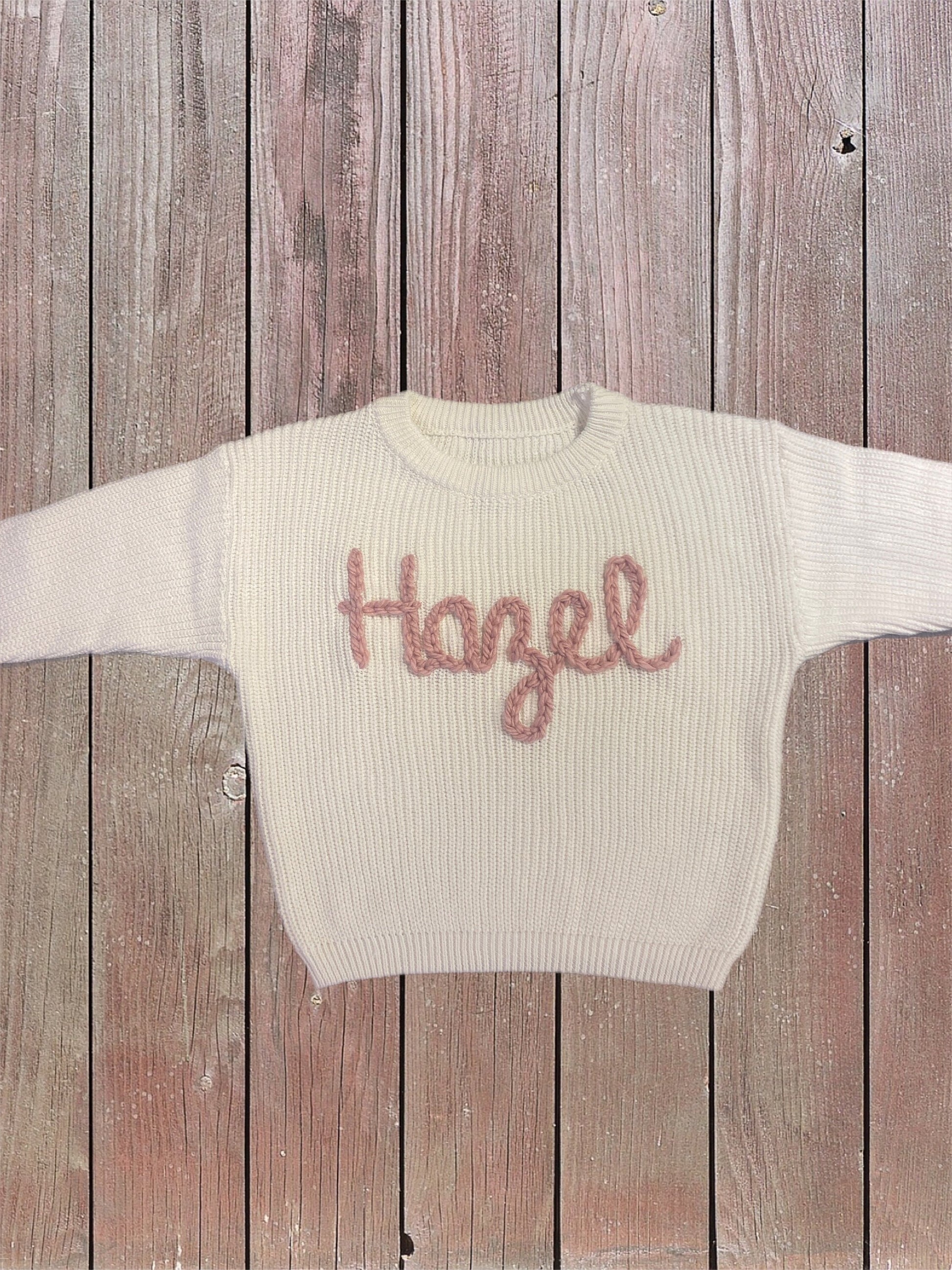 Custom Personalized Baby or Toddler Name Chunky Hand Embroidered Knit Sweater