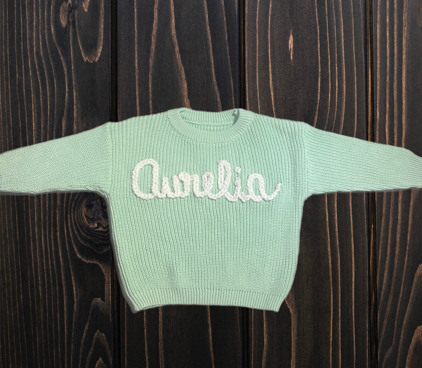 Custom Personalized Baby or Toddler Name Chunky Hand Embroidered Knit Sweater