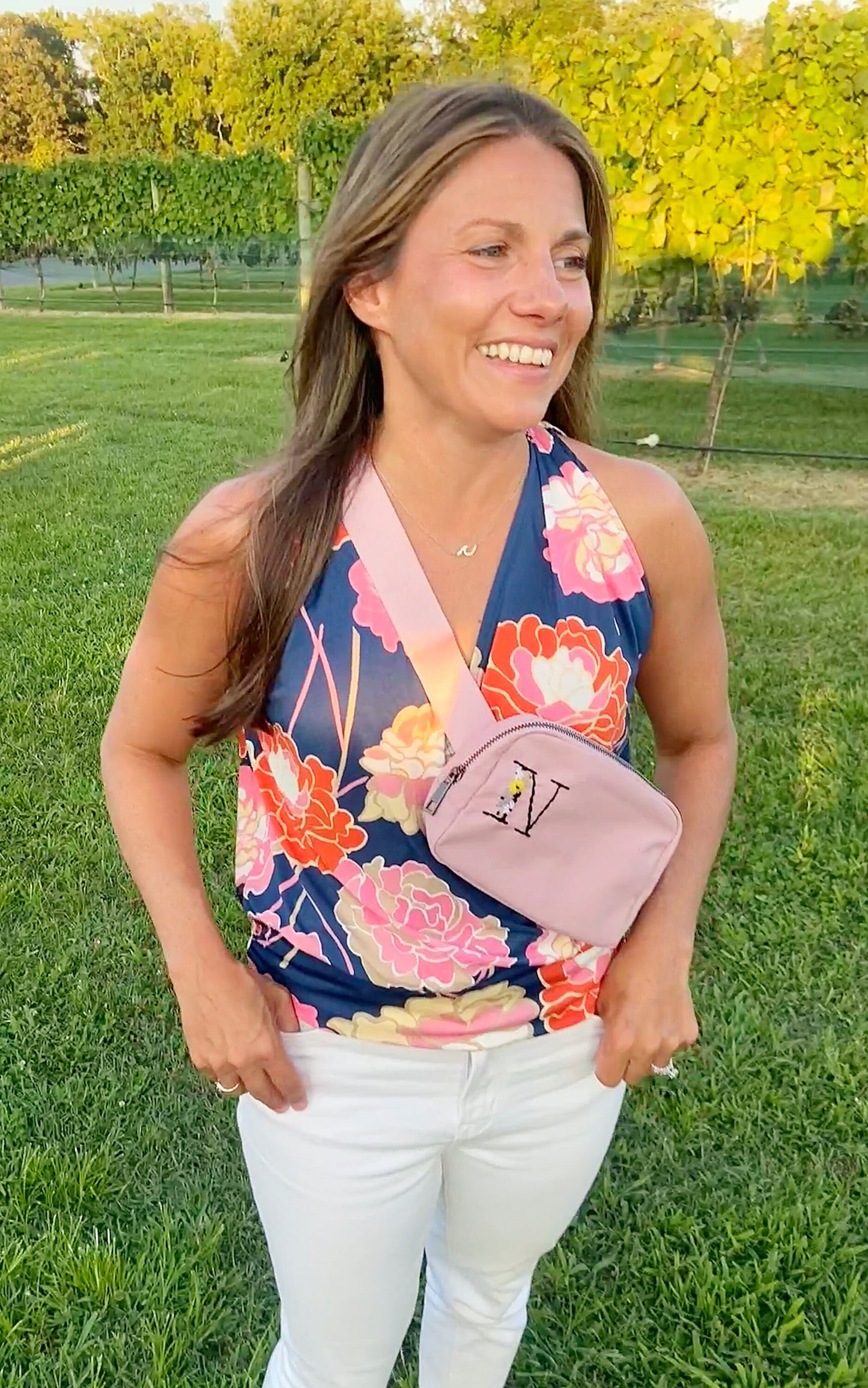 Hand Embroidered Initial Cross-body Bag