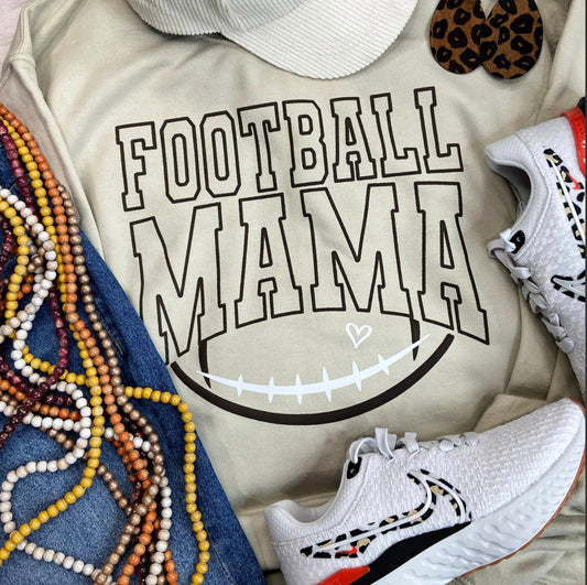 Football Mama Puff Print Crew Neck Sweatshirt