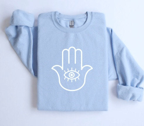 Evil Eye Crewneck Sweatshirt, Good Vibes Only, Protect your Peace